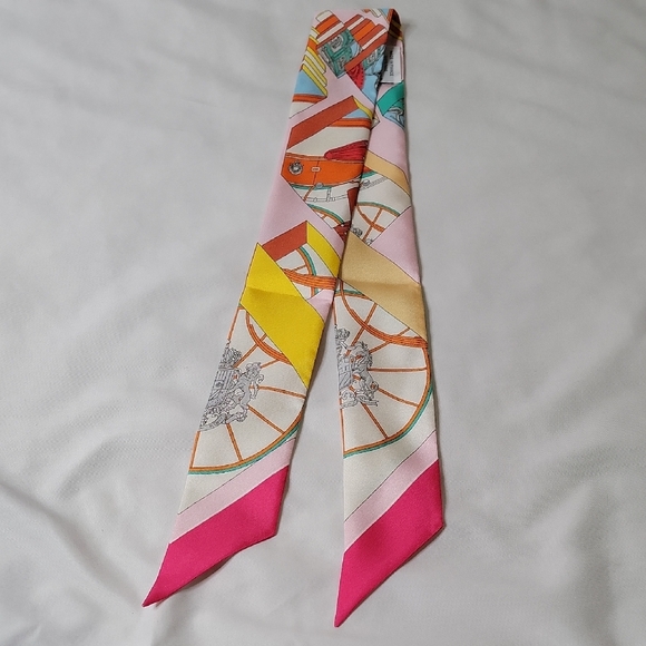 Hermes Springs Springs Silk Twilly Scarf In Multicolor Design - Picture 2 of 4